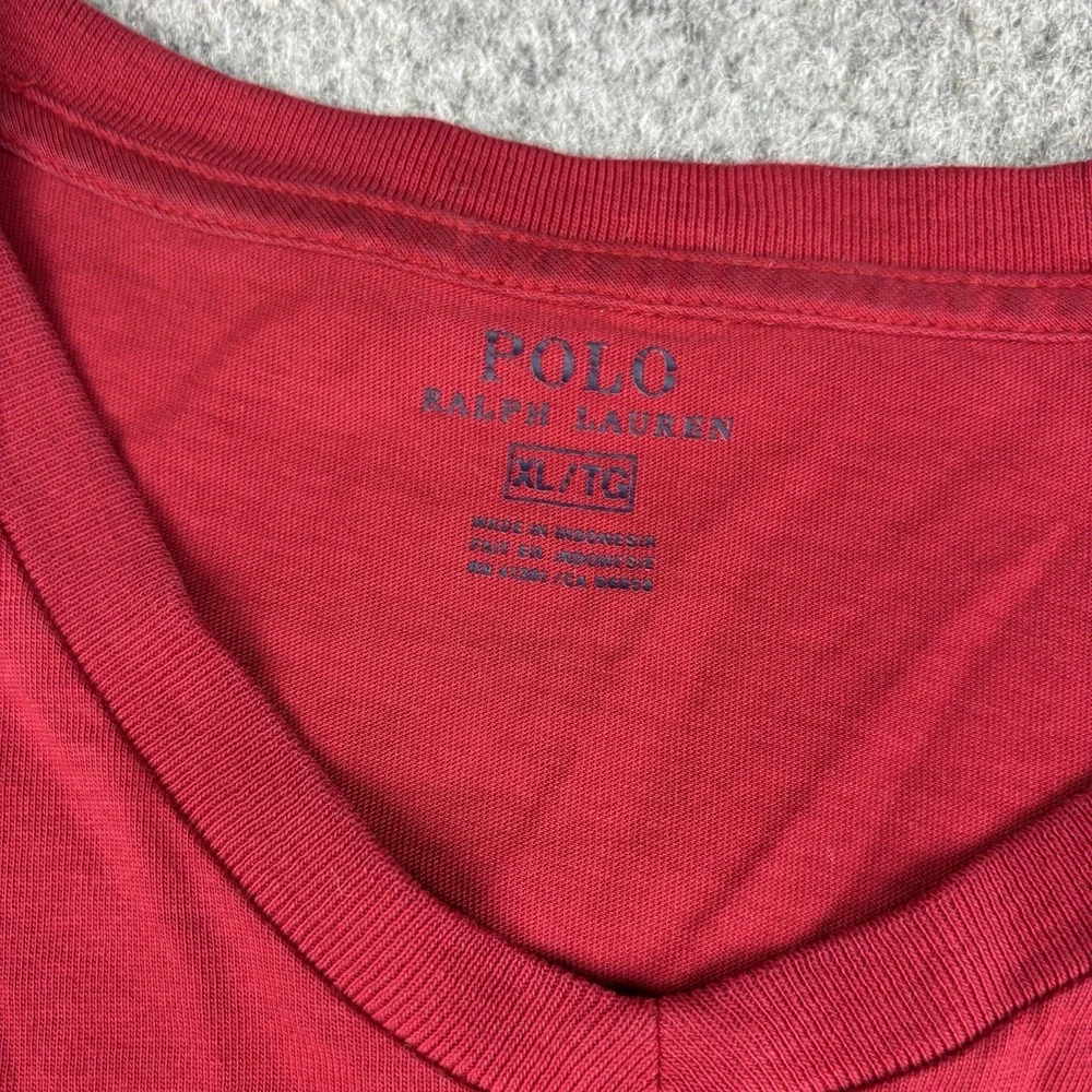 Polo Ralph Lauren V Neck Shirt Mens Xl‎ Red Short Sleeve Pony Logo Classic Fit